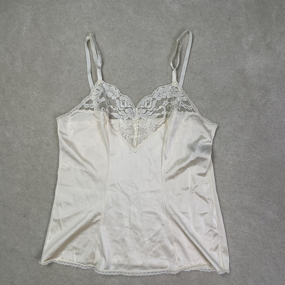 Vassarette Camisole Womens Small Lace Nylon Lingerie USA Ivory